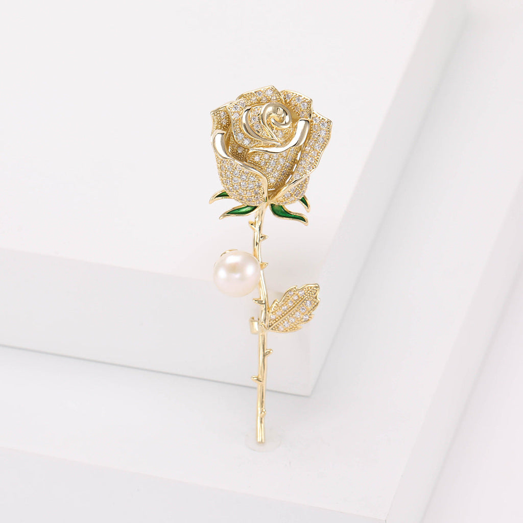 Rose Flowers Rhinestone Brooch PA5191 - view 5