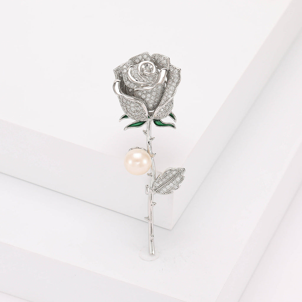 Rose Flowers Rhinestone Brooch PA5191 - view 3