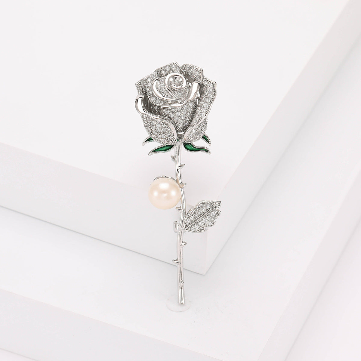 Rose Flowers Rhinestone Brooch PA5191 - view 3
