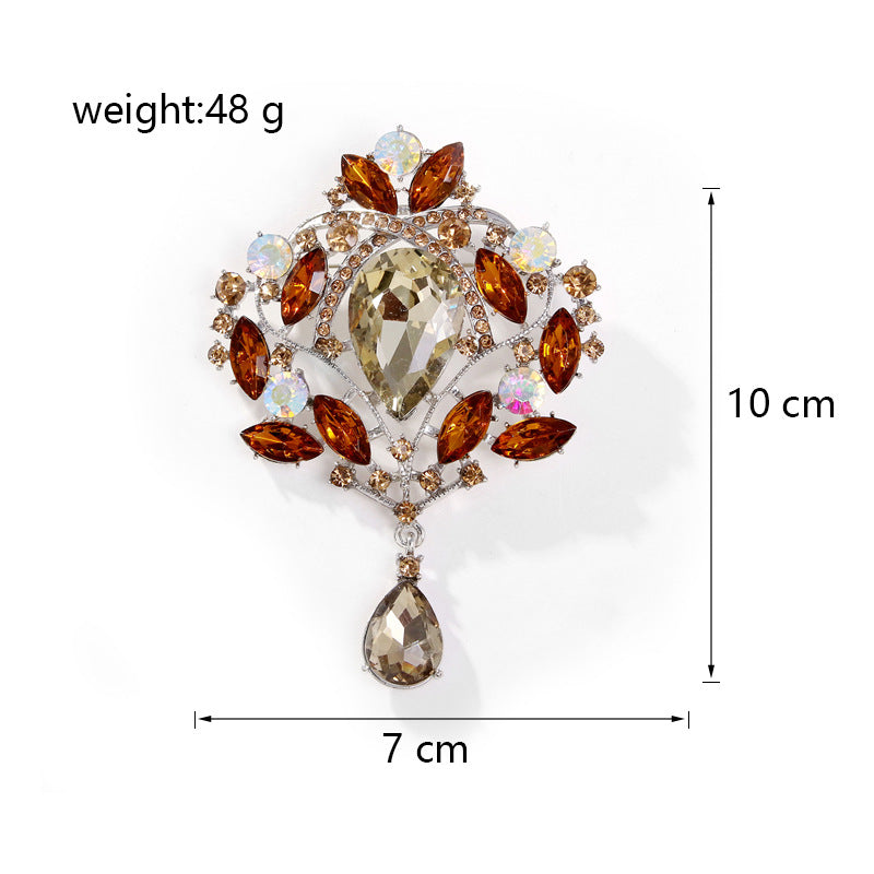 Crown Teardrop Rhinestone Brooch PA5198 - view 6