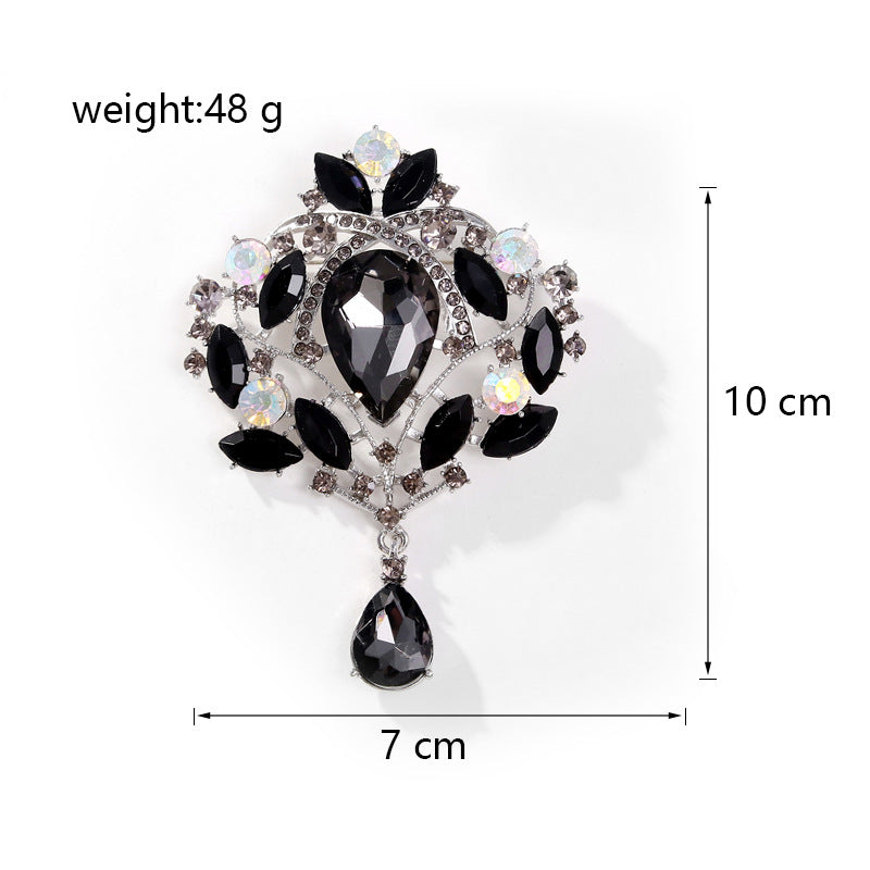 Crown Teardrop Rhinestone Brooch PA5198 - view 8