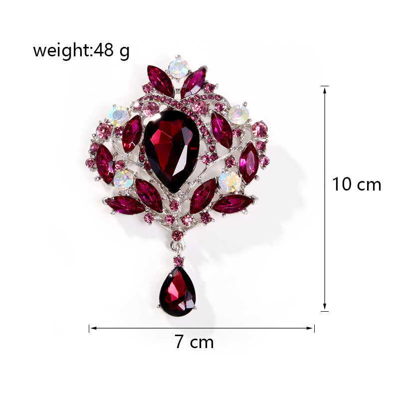 Crown Teardrop Rhinestone Brooch PA5198 - view 9