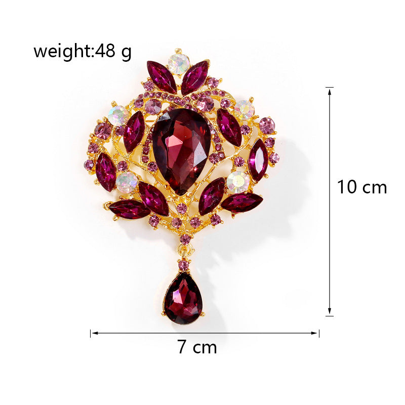 Crown Teardrop Rhinestone Brooch PA5198 - view 7