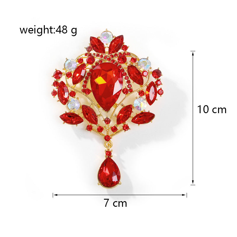 Crown Teardrop Rhinestone Brooch PA5198 - view 14
