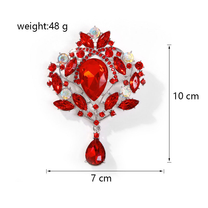 Crown Teardrop Rhinestone Brooch PA5198 - view 13