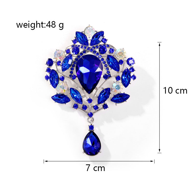 Crown Teardrop Rhinestone Brooch PA5198 - view 15
