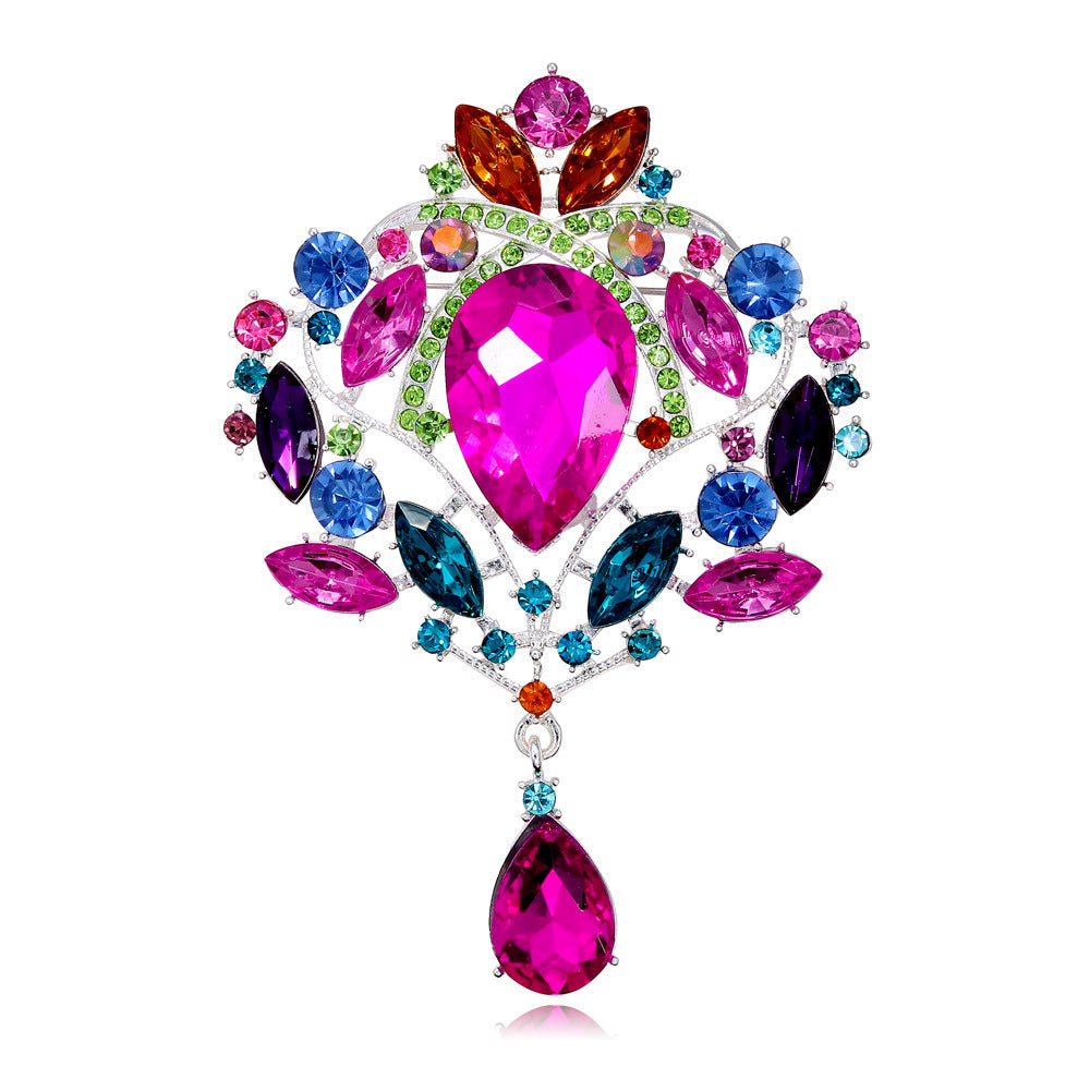 Crown Teardrop Rhinestone Brooch PA5198 - view 4