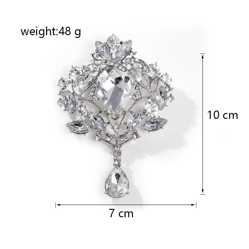 Crown Teardrop Rhinestone Brooch PA5198 - view 11