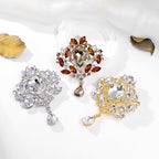 Crown Teardrop Rhinestone Brooch PA5198