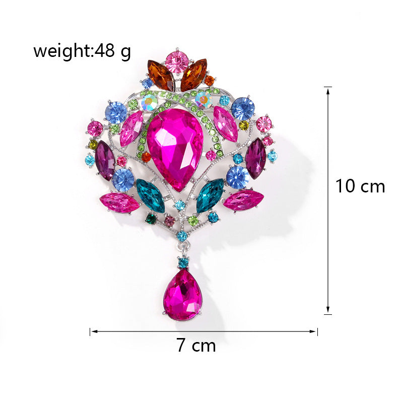 Crown Teardrop Rhinestone Brooch PA5198 - view 5
