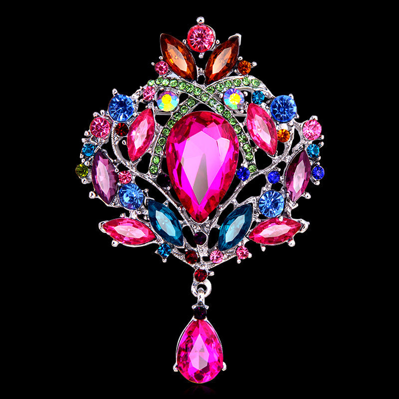 Crown Teardrop Rhinestone Brooch PA5198 - view 19