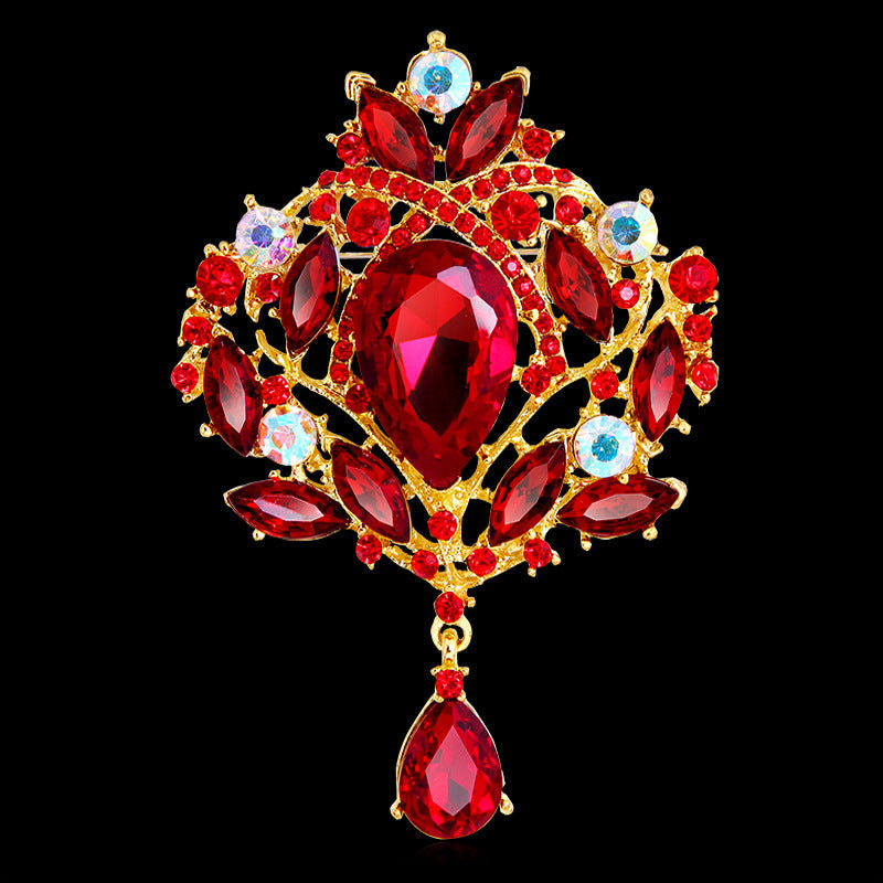 Crown Teardrop Rhinestone Brooch PA5198 - view 16