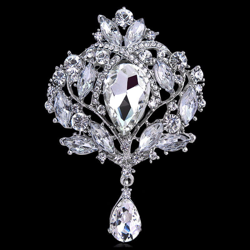 Crown Teardrop Rhinestone Brooch PA5198 - view 20