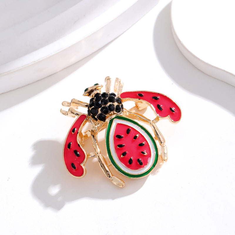 Watermelon Bee Rhinestone Brooch PA5200 - view 3