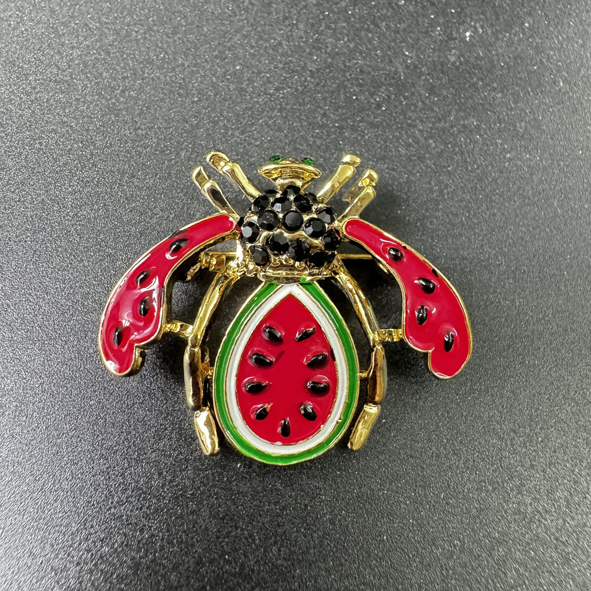 Watermelon Bee Rhinestone Brooch PA5200 - view 8