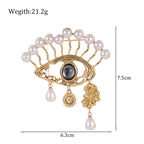 Pearl Evil Eye Alloy Brooch PA5228 - view 2