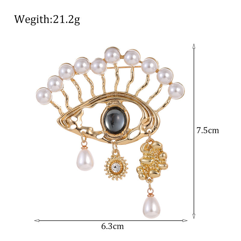 Pearl Evil Eye Alloy Brooch PA5228 - view 2