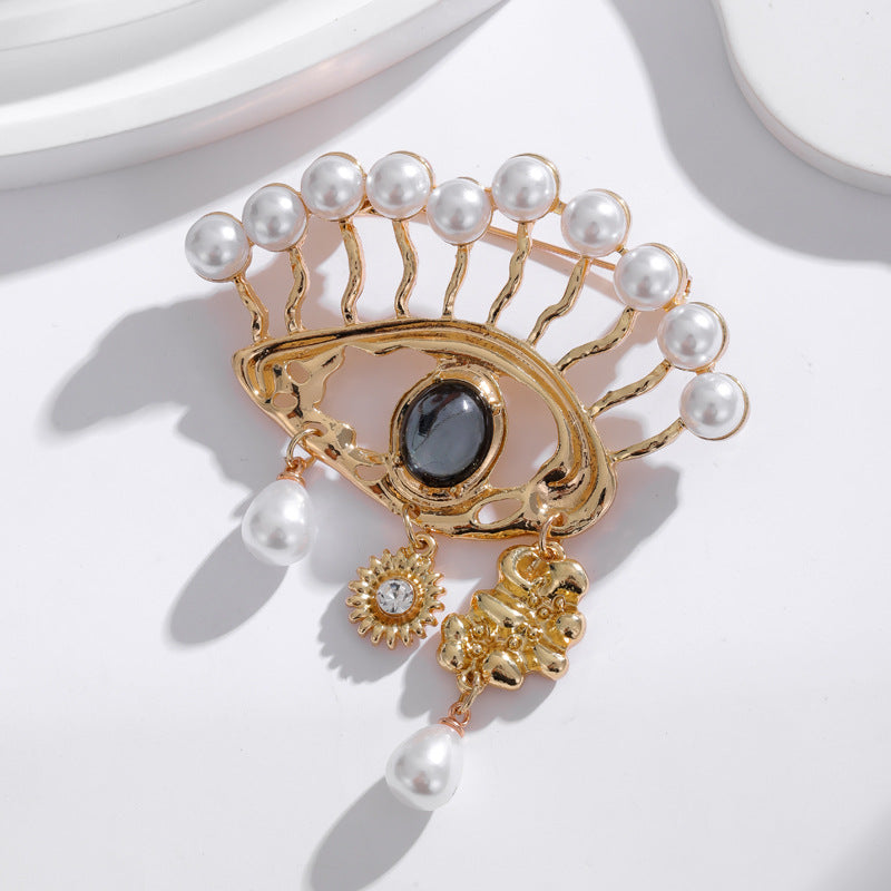 Pearl Evil Eye Alloy Brooch PA5228