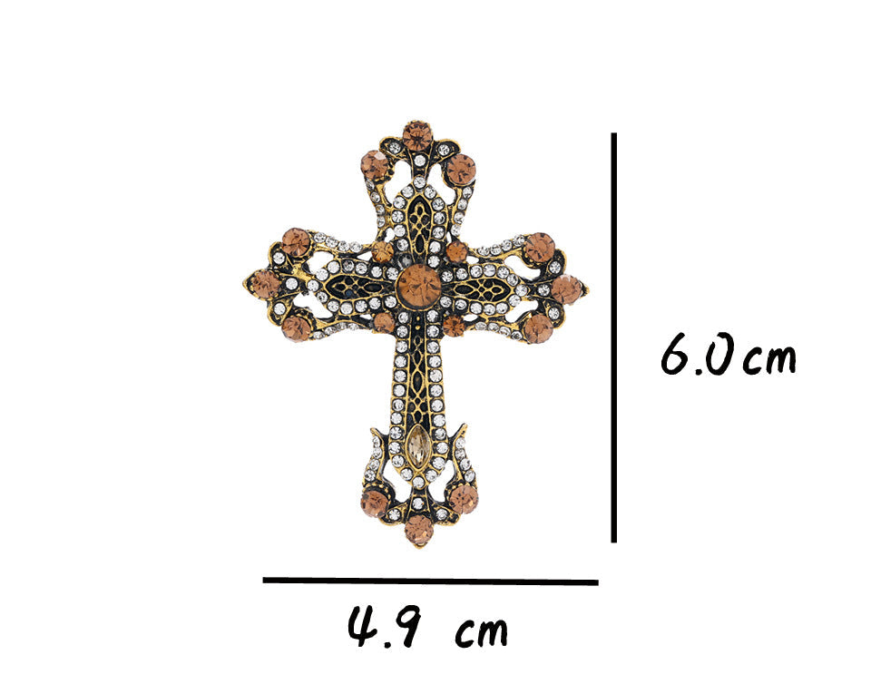 Cross Rhinestone Brooch PA5234 - view 2