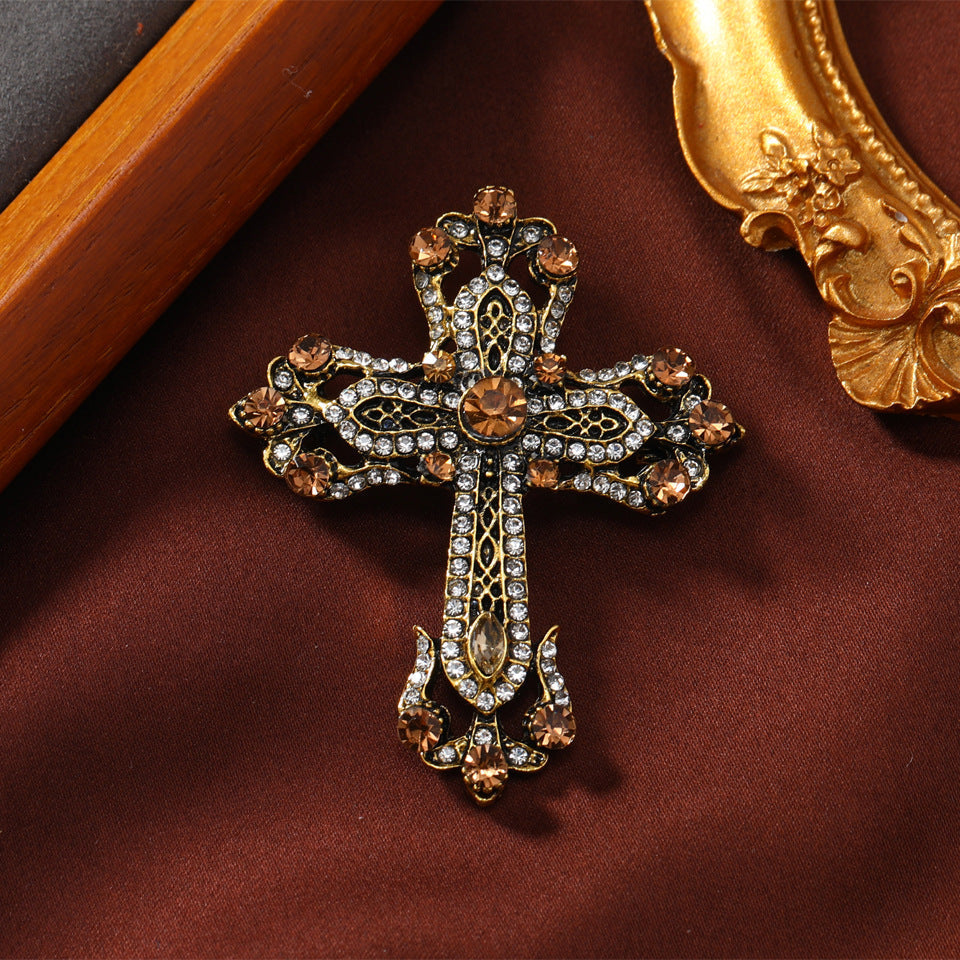 Cross Rhinestone Brooch PA5234 - view 3
