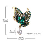 Butterfly Rhinestone Pearl Brooch PA5245 - view 3