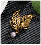 Butterfly Rhinestone Pearl Brooch PA5245 - view 5