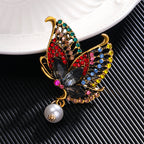 Butterfly Rhinestone Pearl Brooch PA5245 - view 6