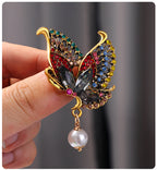 Butterfly Rhinestone Pearl Brooch PA5245 - view 8