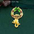Hanging Cat On Christmas Wreath Brooch PA5251 - view 3