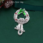 Hanging Cat On Christmas Wreath Brooch PA5251 - view 2