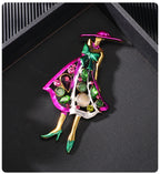 Pink Lady With Hat Brooch PA5263