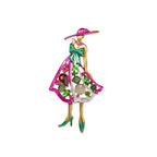 Pink Lady With Hat Brooch PA5263