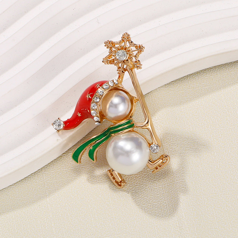 Christmas Pearl Snowman Brooch PA5266 - view 4