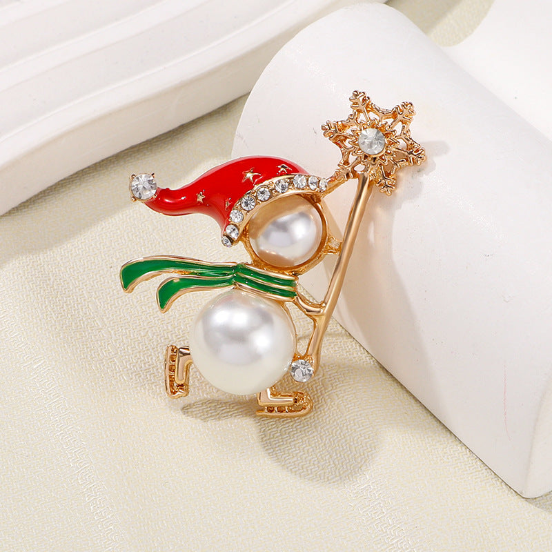 Christmas Pearl Snowman Brooch PA5266 - view 3