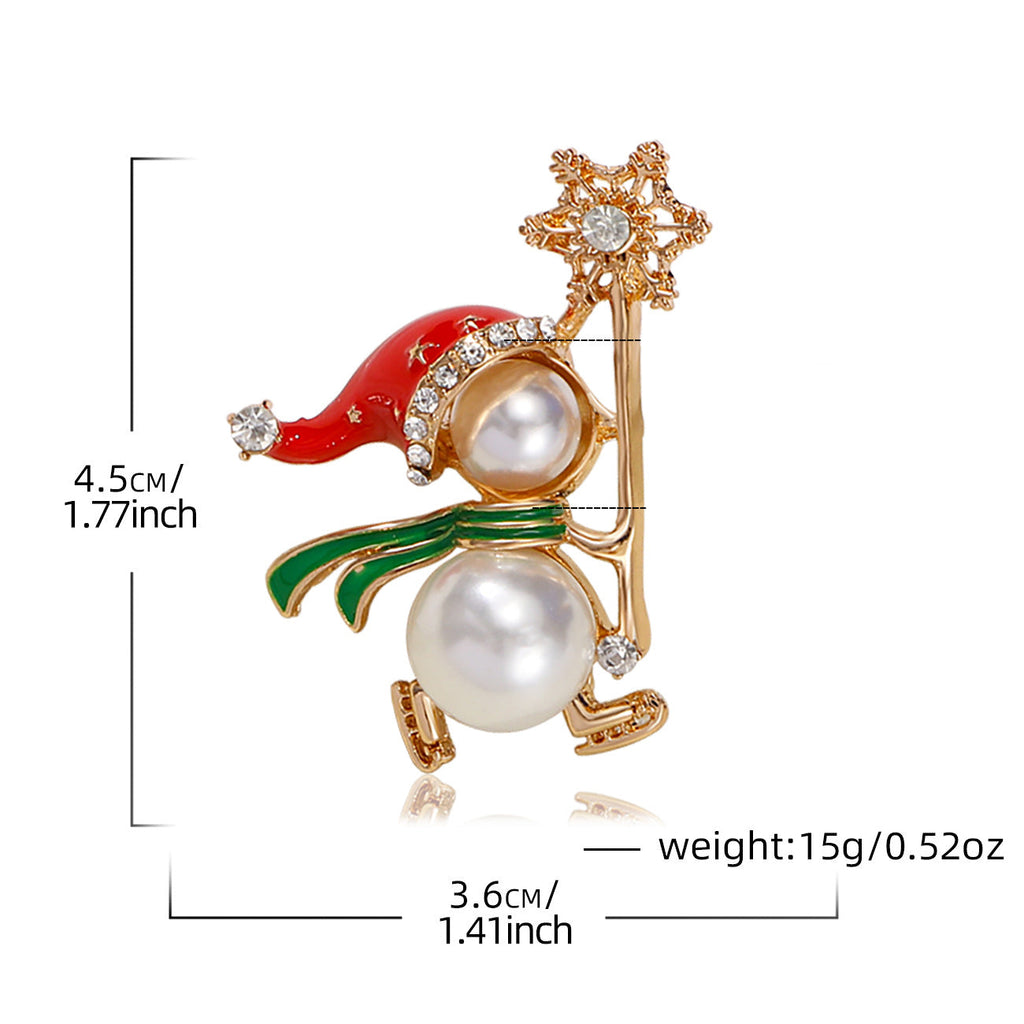 Christmas Pearl Snowman Brooch PA5266 - view 2
