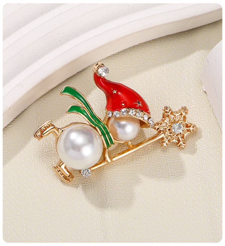Christmas Pearl Snowman Brooch PA5266 - view 7