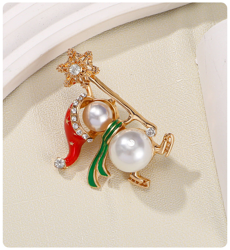 Christmas Pearl Snowman Brooch PA5266 - view 8