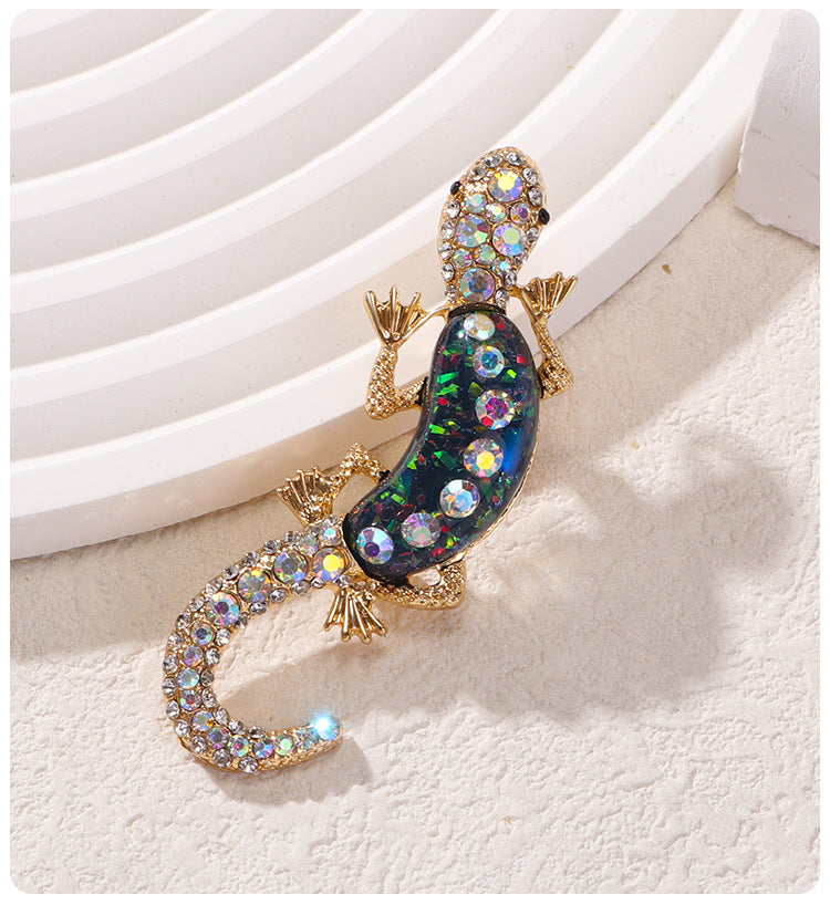 Rhinestone Lizard Animal Brooch PA5271