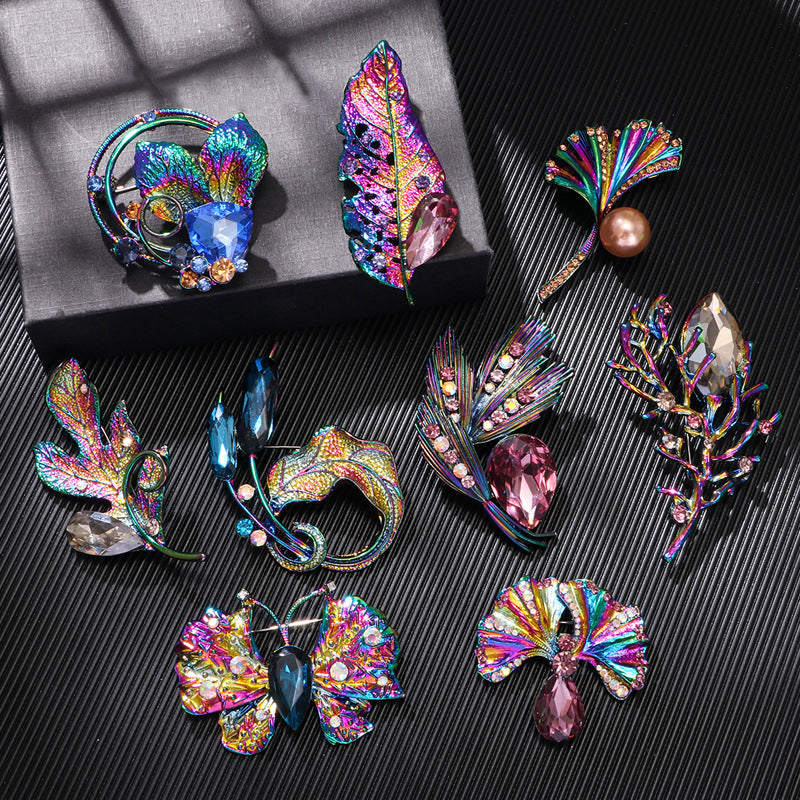 Botanical Flower Rhinestone Brooch PA5274 - view 5