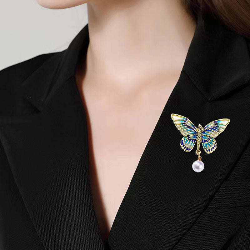 Girl's Wings Butterfly Enamel Rhinestone Brooch PA5275 - view 5