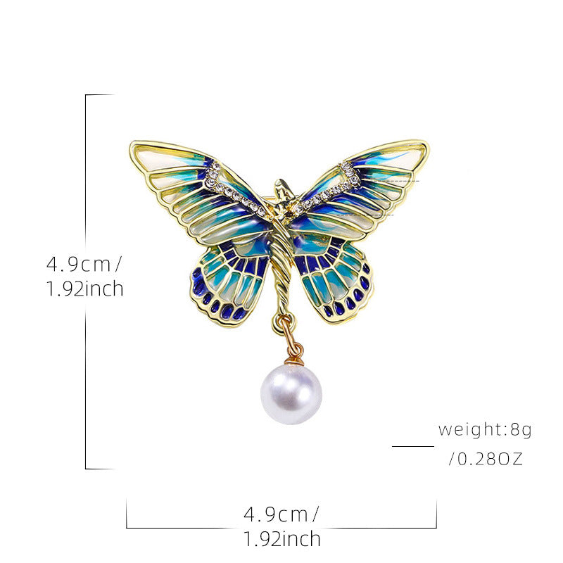 Girl's Wings Butterfly Enamel Rhinestone Brooch PA5275 - view 2