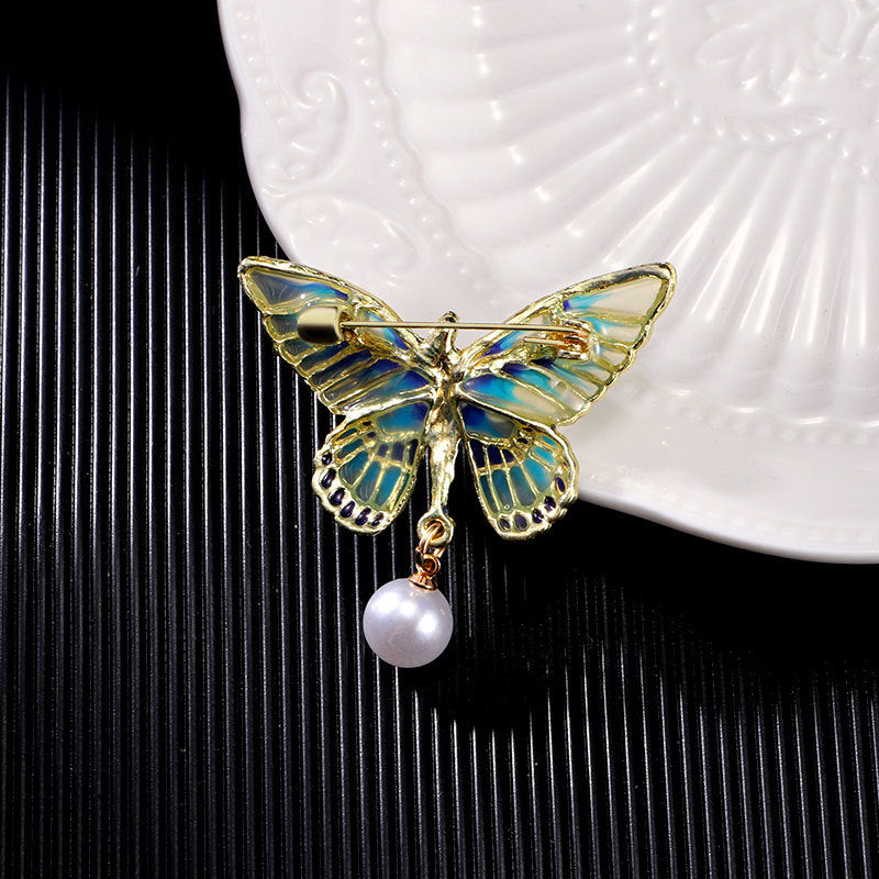 Girl's Wings Butterfly Enamel Rhinestone Brooch PA5275 - view 6