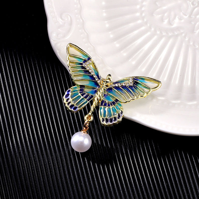 Girl's Wings Butterfly Enamel Rhinestone Brooch PA5275 - view 3