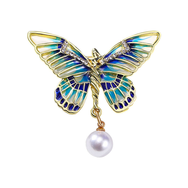 Girl's Wings Butterfly Enamel Rhinestone Brooch PA5275