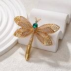 Vintage Gold Pearl Dragonfly Brooch PA5281 - view 3