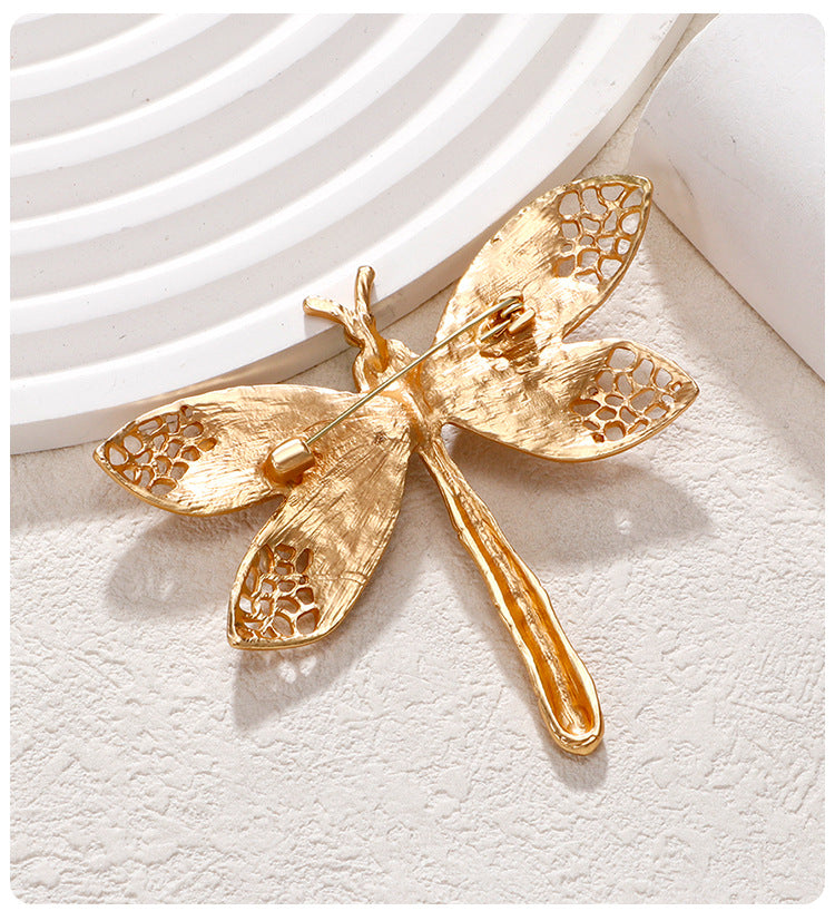 Vintage Gold Pearl Dragonfly Brooch PA5281 - view 5