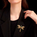 Vintage Gold Pearl Dragonfly Brooch PA5281 - view 6