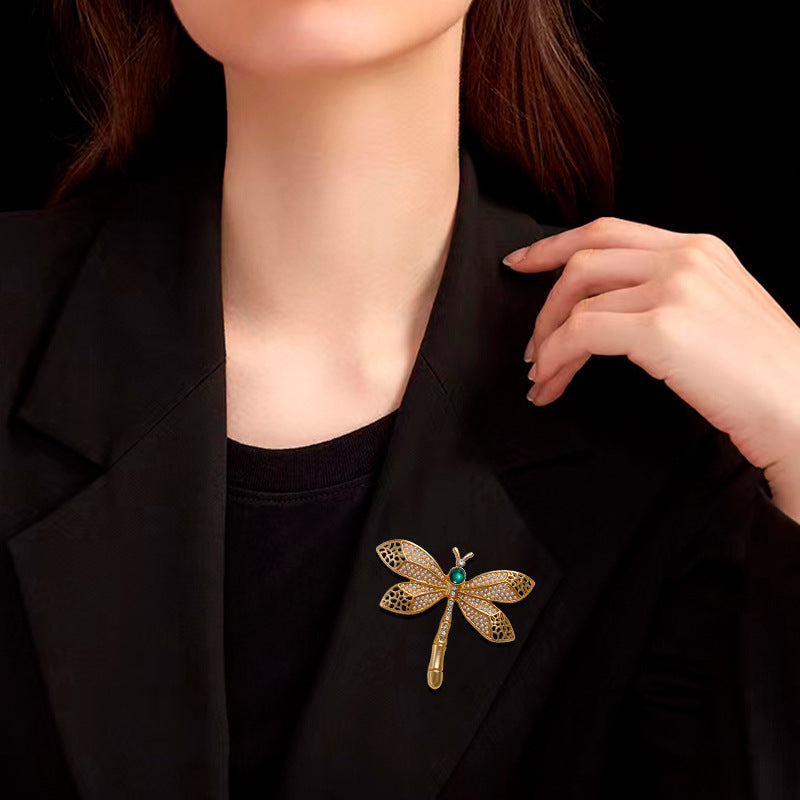 Vintage Gold Pearl Dragonfly Brooch PA5281