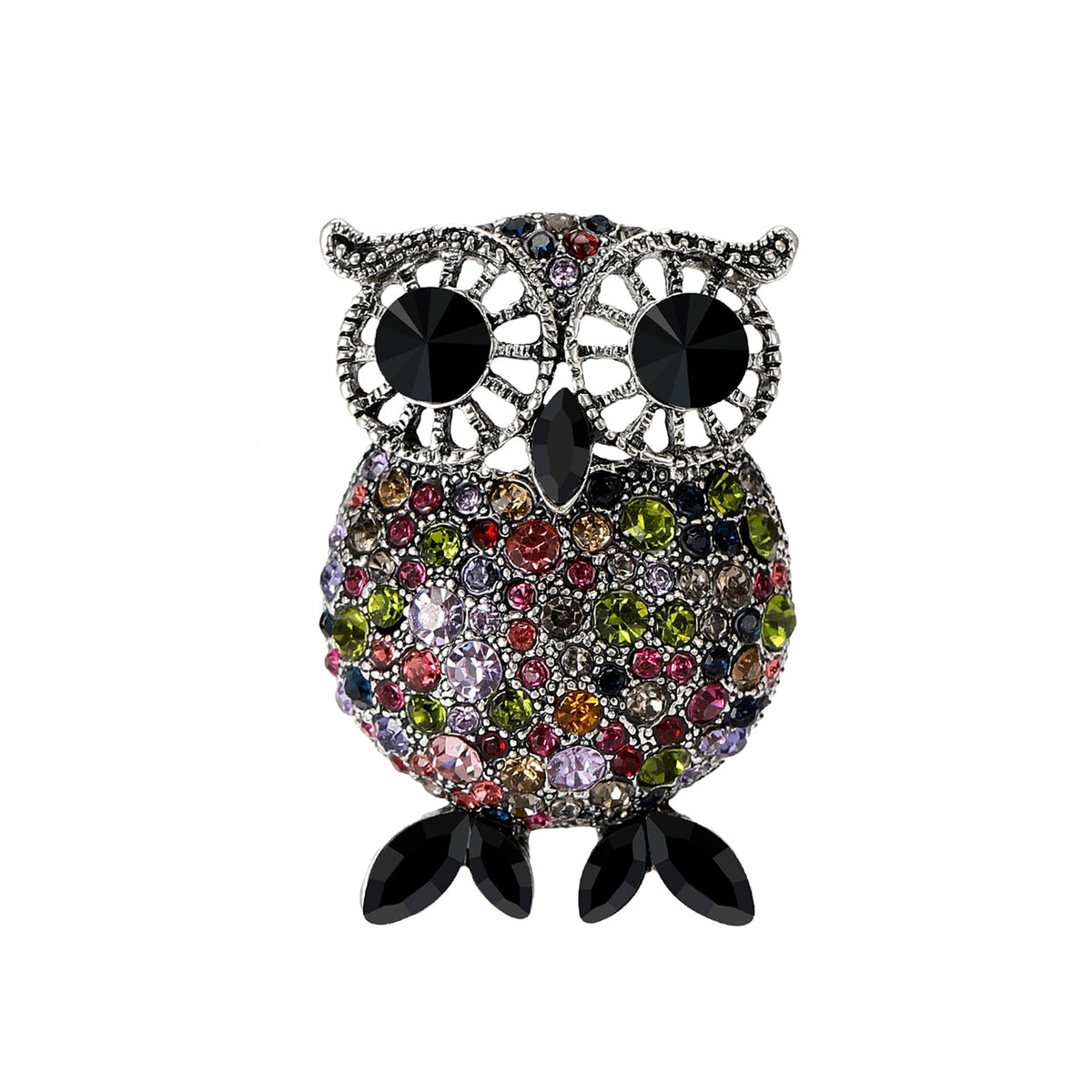 Vintage Owl Rhinestone Brooch PA5291