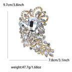 Large Rhinestone Leaf Oval Brooch PA5292